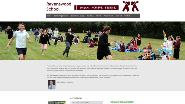 Screenshot of the Ravenswood Parents And Friends Association website