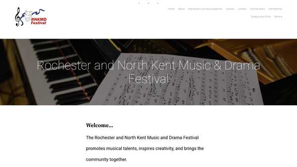 Screenshot of the Rochester And North Kent Music And Drama Festival Association website