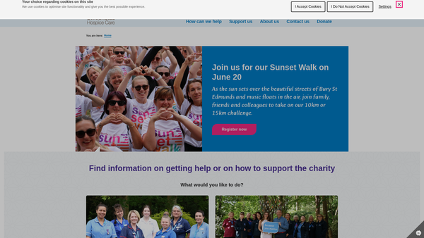 Screenshot of the St Nicholas Hospice Suffolk website
