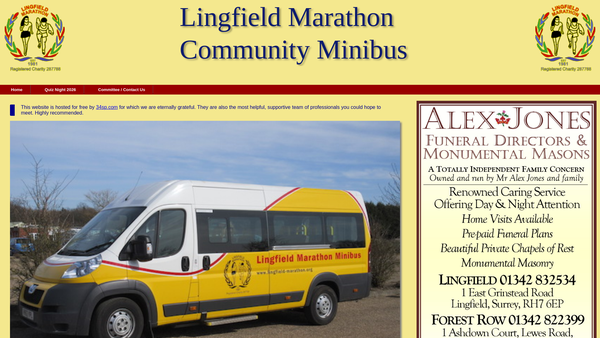 Screenshot of the Lingfield Marathon website
