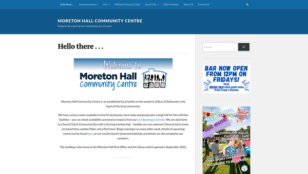 Screenshot of the Moreton Hall Community Association website
