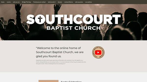 Screenshot of the Southcourt Baptist Church Trust website