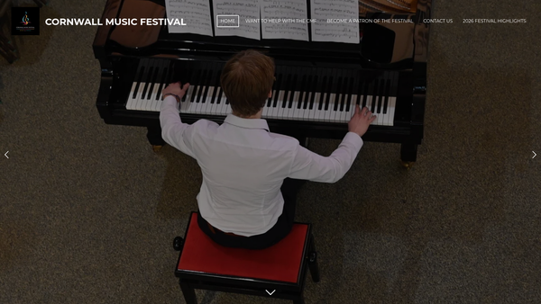 Screenshot of the Cornwall Music Festival website