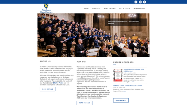 Screenshot of the St Albans Choral Society website