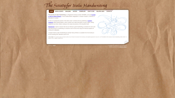 Screenshot of the The Society For Italic Handwriting website