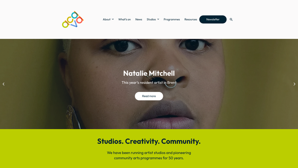 Screenshot of the Association For Cultural Advancement Through Visual Art Limited website
