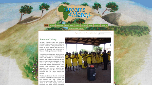 Screenshot of the Streams Of Mercy website