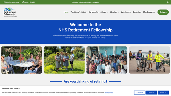 Screenshot of the National Health Service Retirement Fellowship website