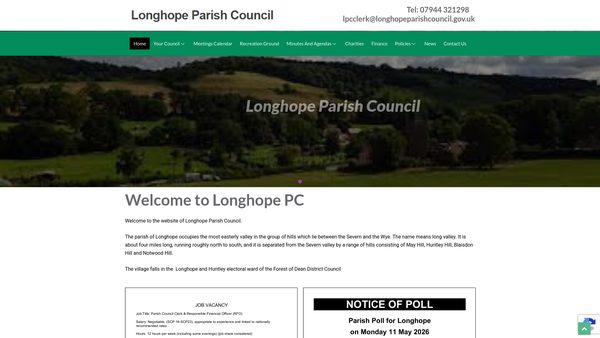 Screenshot of the The May Hill Trust website
