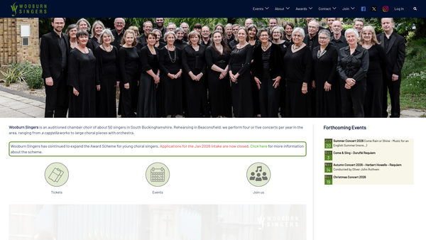 Screenshot of the The Wooburn Singers website