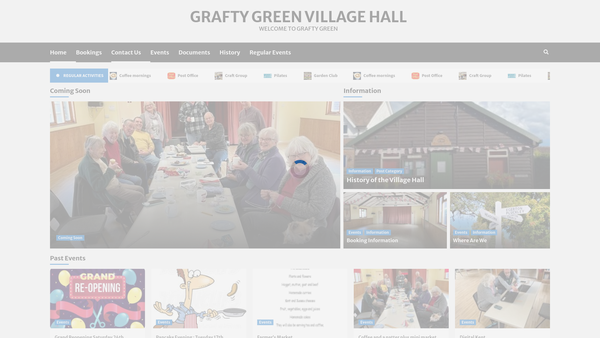 Screenshot of the Grafty Green Village Hall website
