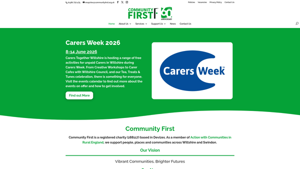 Screenshot of the Community First website