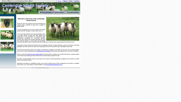 Screenshot of the Cambridge Sheep Society Limited website