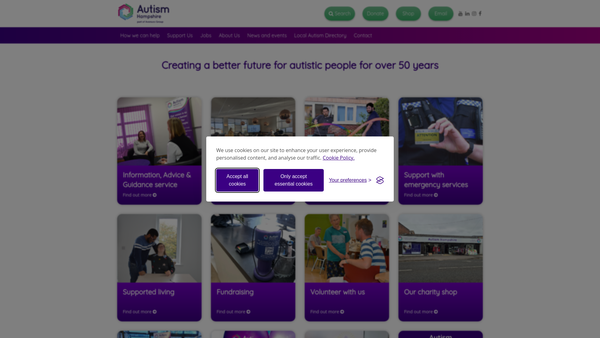 Screenshot of the Autism Hampshire website