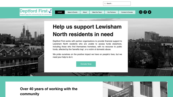 Screenshot of the Deptford First website