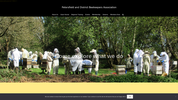 Screenshot of the Petersfield And District Beekeepers Association website