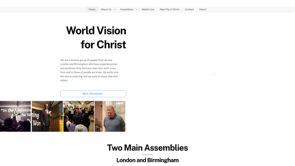Screenshot of the World Vision For Christ website