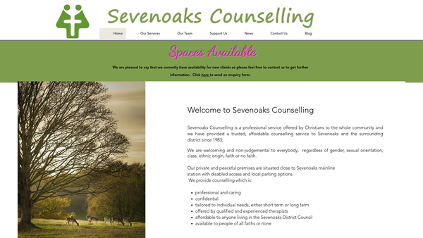 Screenshot of the Sevenoaks Christian Counselling Service website