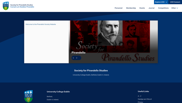 Screenshot of the The Society For Pirandello Studies website