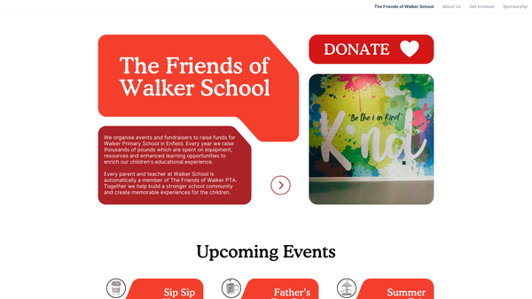 Screenshot of the The Friends Of Walker School website