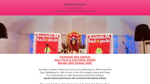 Screenshot of the Anandam (London) website