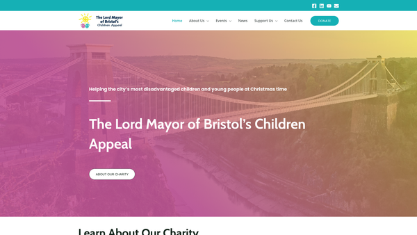 Screenshot of the The Lord Mayor Of Bristol's Christmas Appeal For Children website