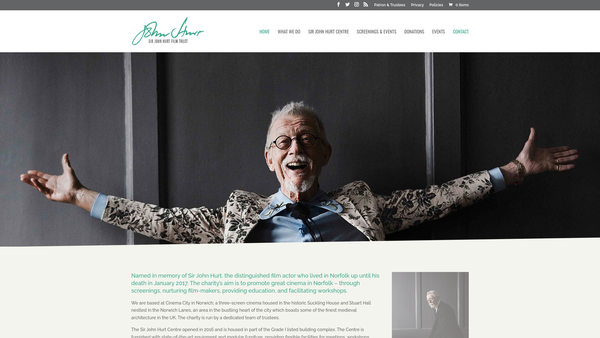 Screenshot of the The Sir John Hurt Film Trust Limited website