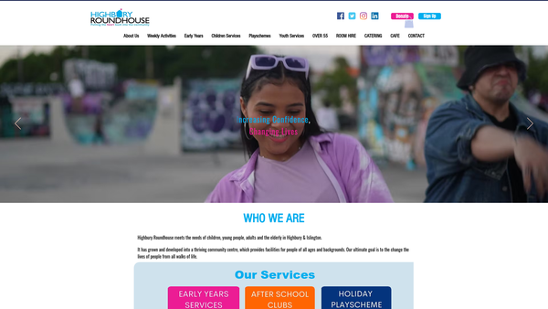 Screenshot of the Highbury Roundhouse Association Limited website