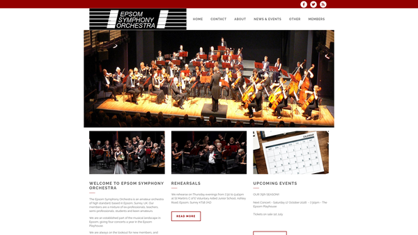 Screenshot of the Epsom Symphony Orchestral Society website