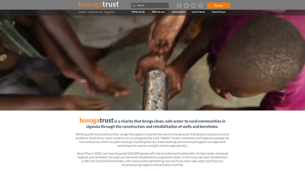 Screenshot of the The Busoga Trust website
