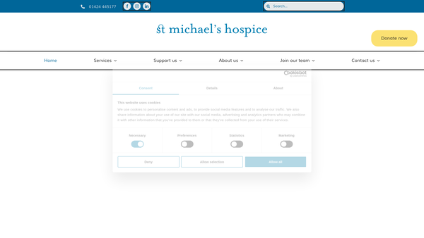 Screenshot of the St Michael's Hospice Hastings And Rother website