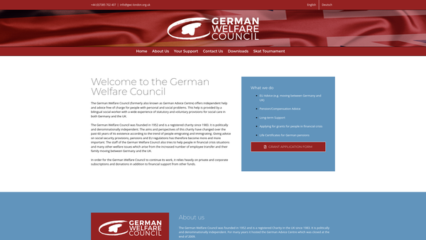 Screenshot of the German Welfare Council website