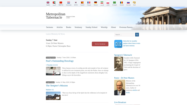 Screenshot of the Manse Connected With The Metropolitan Tabernacle website
