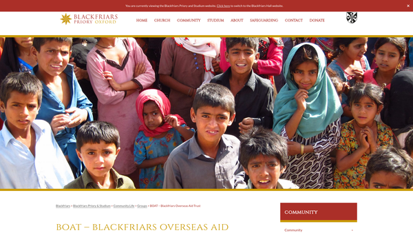 Screenshot of the Blackfriars Overseas Aid Trust website