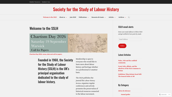 Screenshot of the The Society For The Study Of Labour History website
