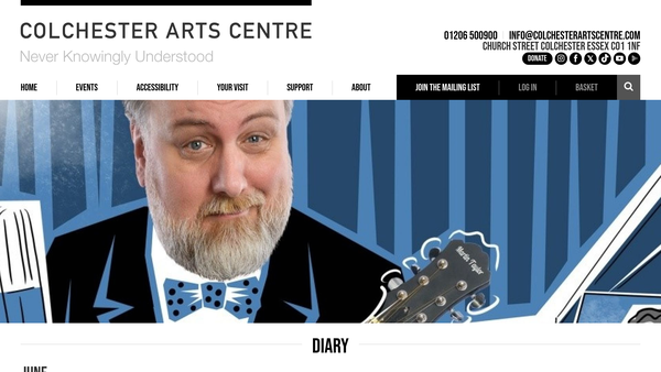 Screenshot of the Colchester Arts Centre website