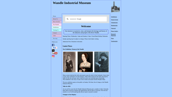 Screenshot of the The Wandle Industrial Museum website