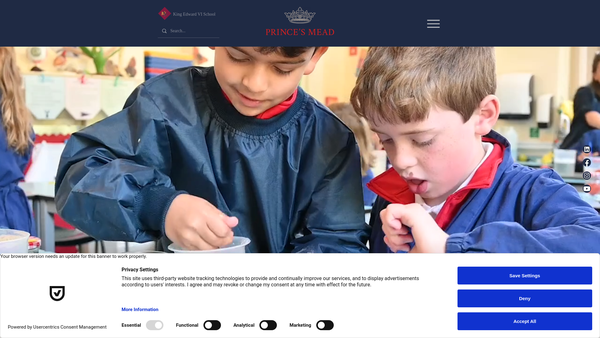 Screenshot of the Princes Mead School Trust website