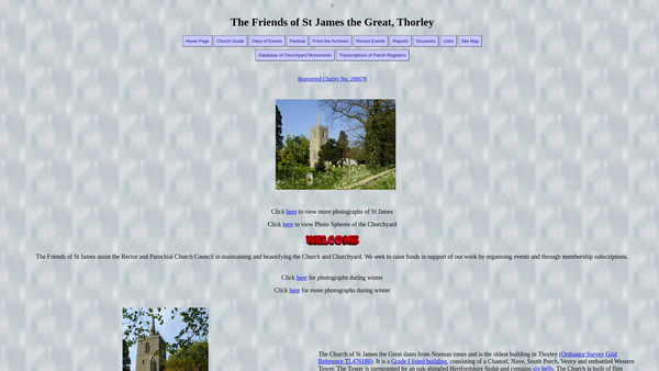 Screenshot of the The Friends Of St James' The Great, Thorley website