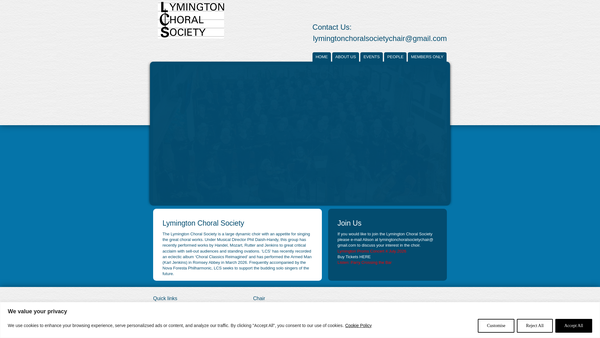 Screenshot of the The Lymington Choral Society website