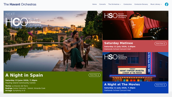 Screenshot of the Havant And District Orchestral Society website