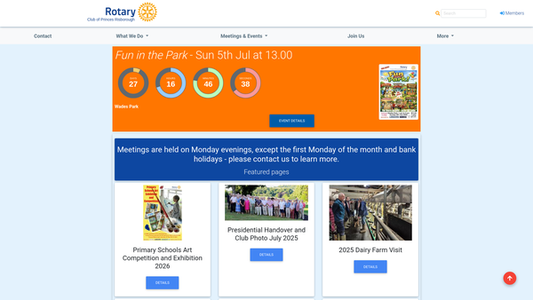 Screenshot of the Princes Risborough Rotary Club Charity Fund website