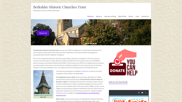 Screenshot of the Berkshire Historic Churches Trust website