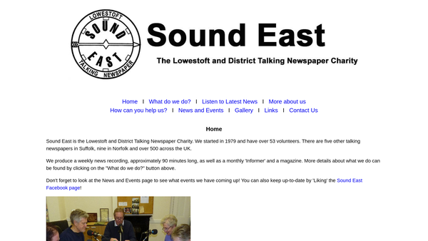 Screenshot of the The Lowestoft And District Talking Newspaper Association website