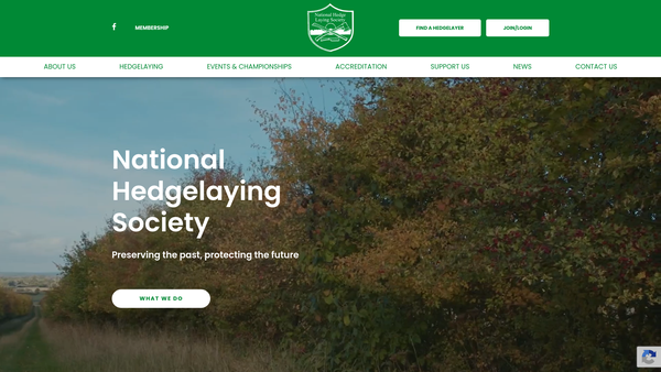 Screenshot of the National Hedgelaying Society website