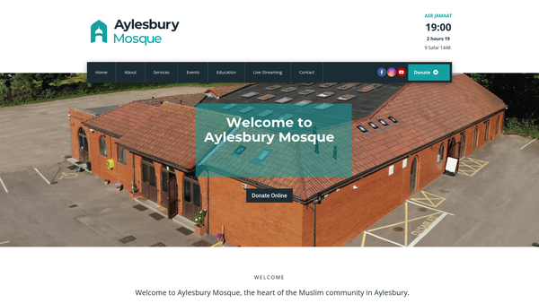 Screenshot of the Ghausia Committee Aylesbury (Aylesbury Mosque) website