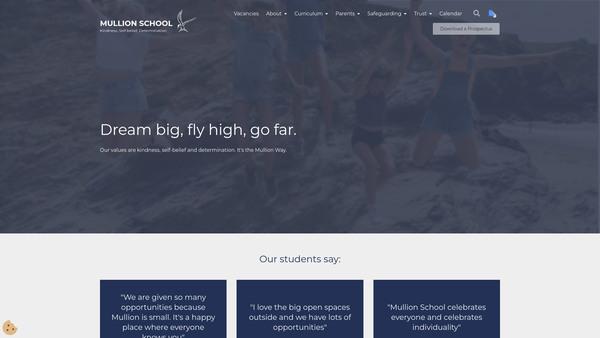 Screenshot of the Mullion School Association website