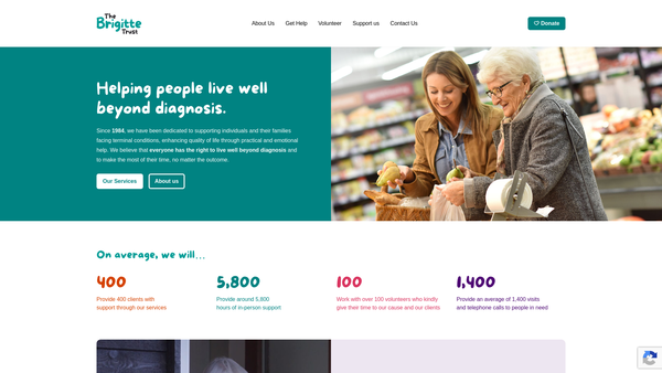 Screenshot of the The Brigitte Trust website