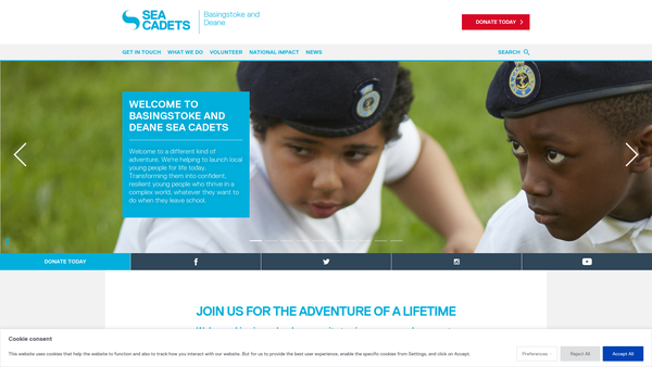Screenshot of the Basingstoke And Deane Unit Of The Sea Cadet Corps website