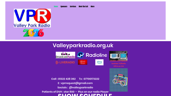 Screenshot of the Valley Park Radio website
